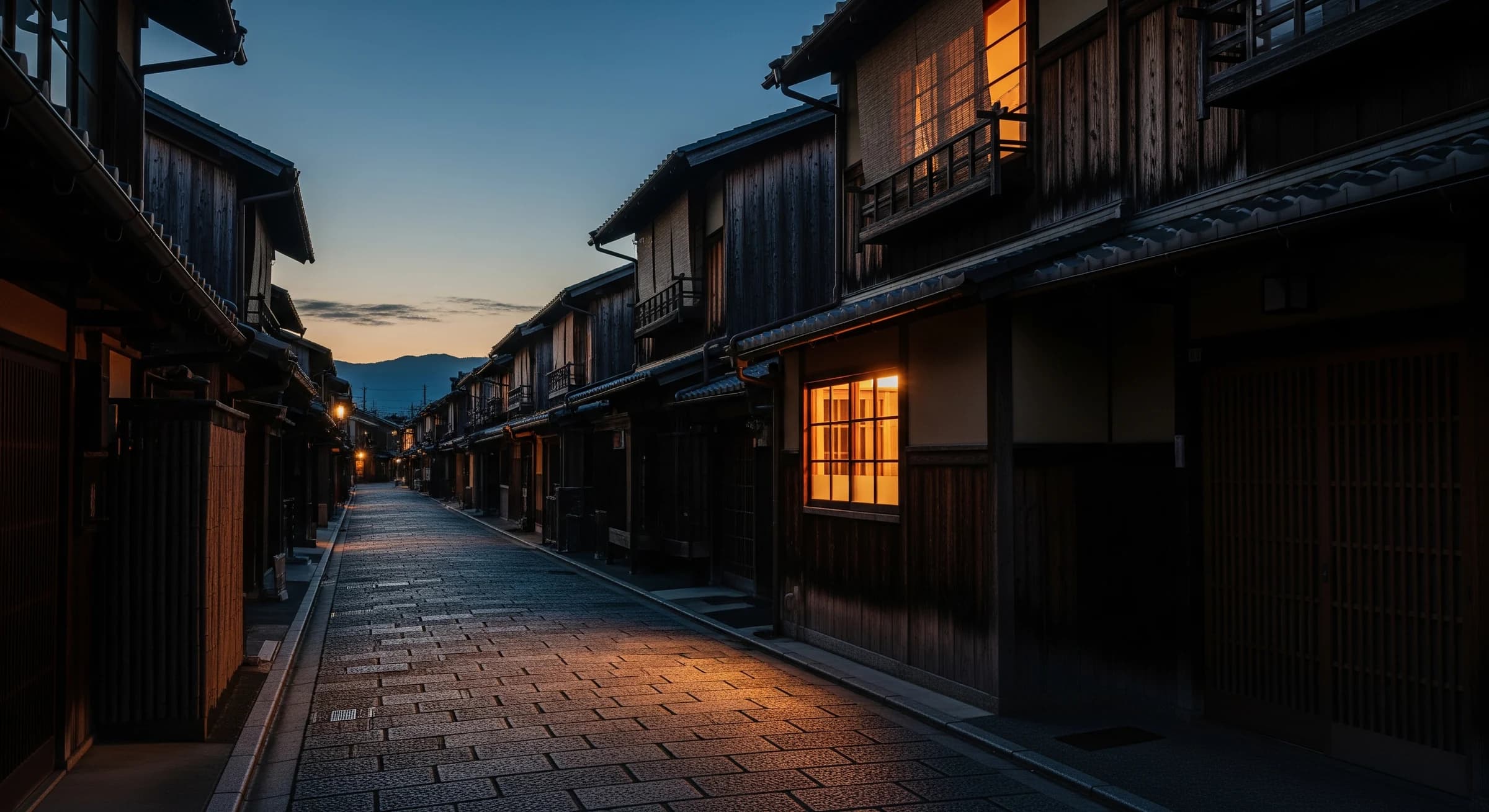 京都伏見区の夕景の町並み