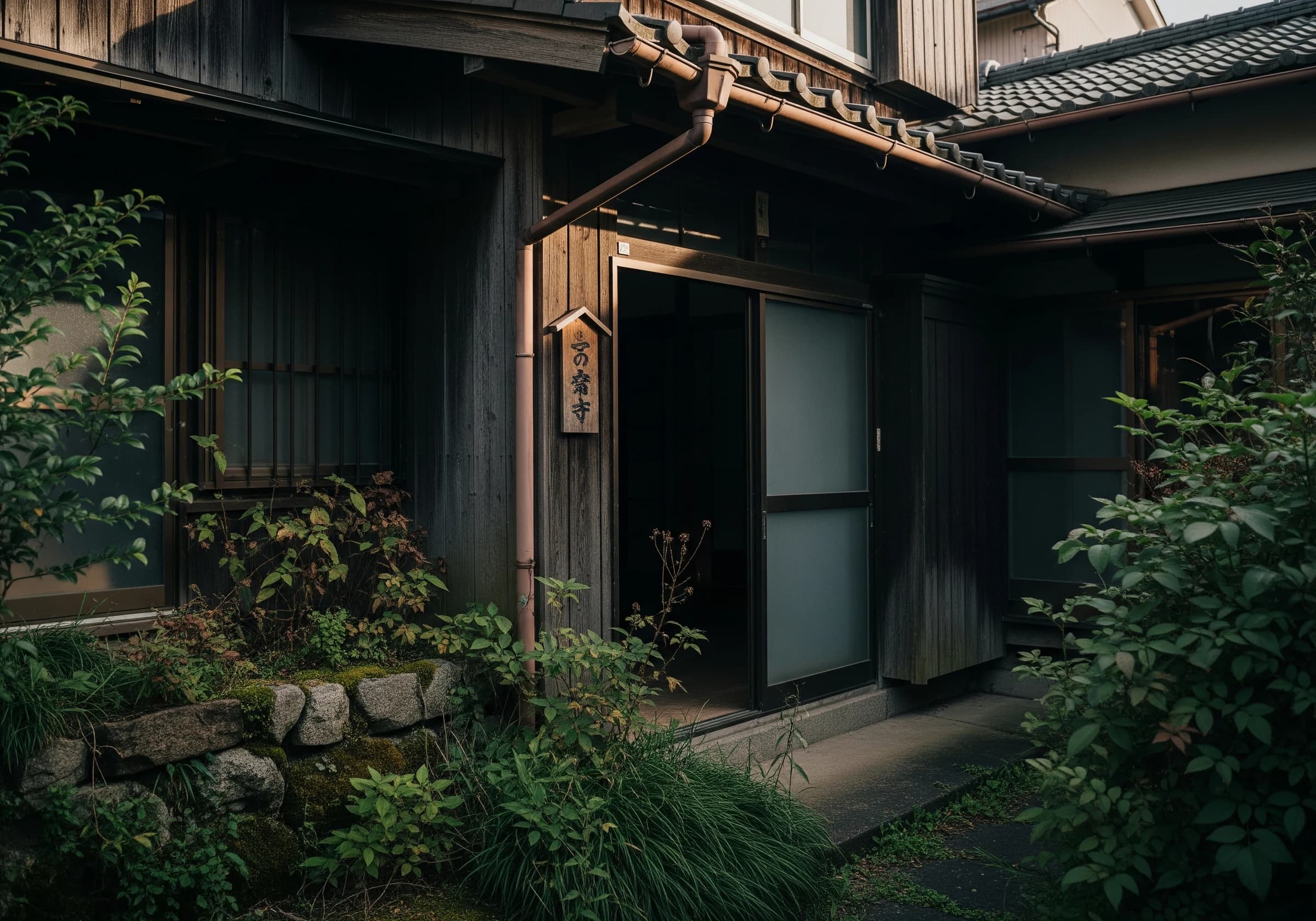 京都の古い木造家屋の側面